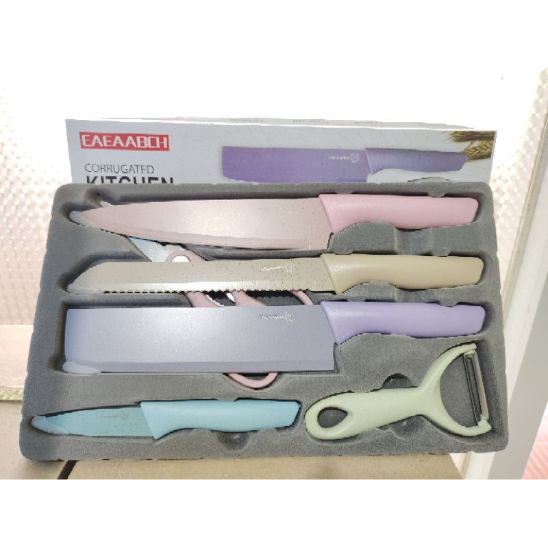 Jual Pisau Set Rainbow 6 In 1 Knife Set Pisau Dapur Pastel Warna