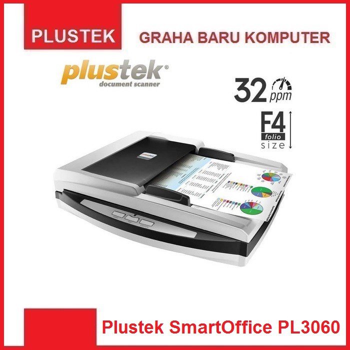 Jual Plustek Smartoffice PL3060 32ppm Scanner Dokumen ADF Flatbed