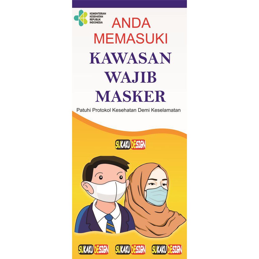 Jual BANNER SPANDUK X BANNER Kawasan Wajib Pakai Masker 80x180 Cm