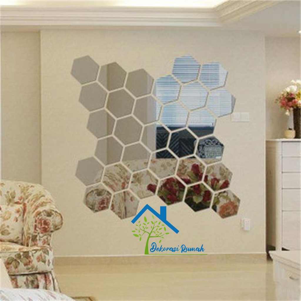 Jual Cermin Kaca Hexagonal Cermin Dinding Cermin Aesthetic Asli Kaca