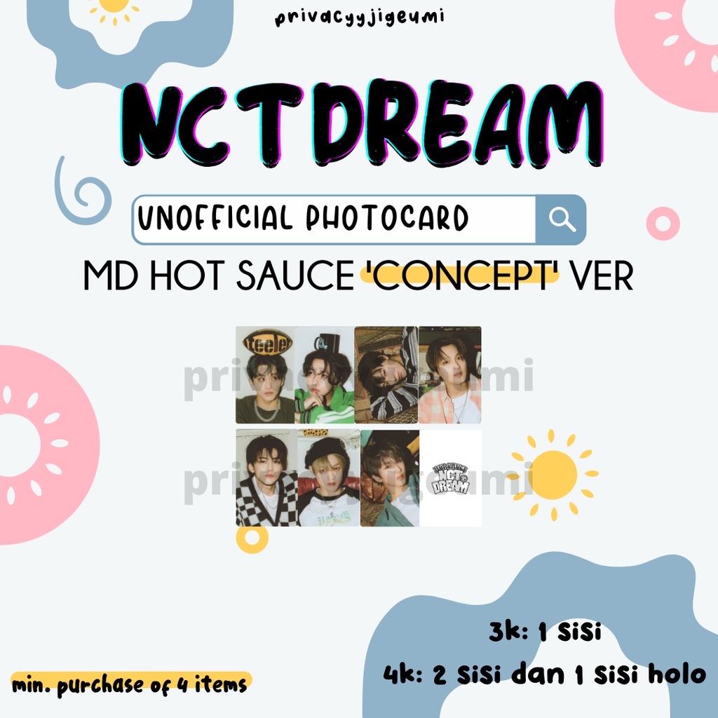 Jual PHOTOCARD PC UNOFFICIAL NCT DREAM MD DECO CONCEPT HOT SAUCE MARK