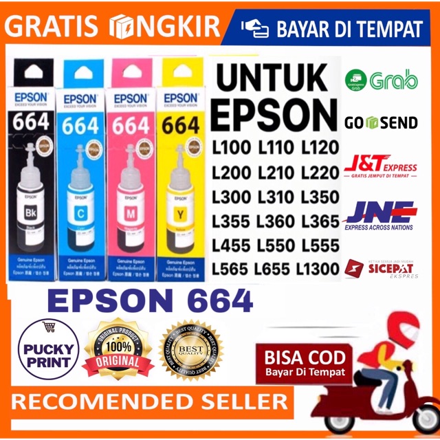 Jual BAYAR DI TEMPAT 1 Set Tinta Epson 664 Original Black And Color