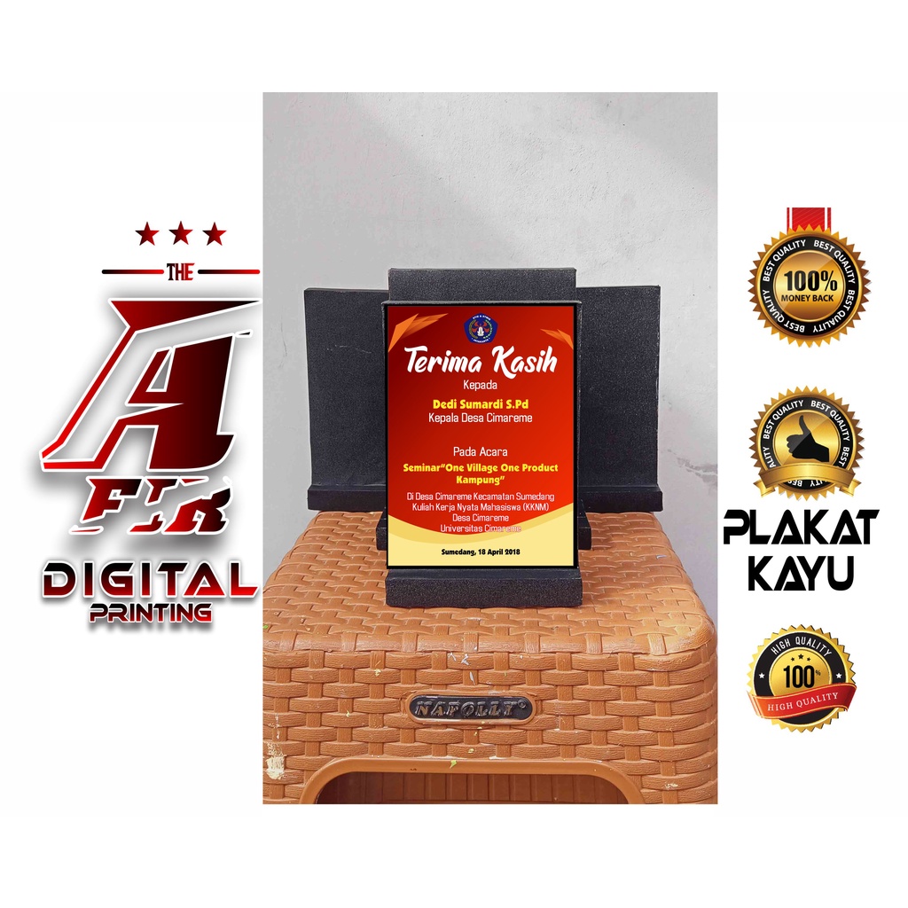 Jual Plakat Kayu Tropi Wisuda Kkn Tropi Cinderamata Plakat Kayu Plakat