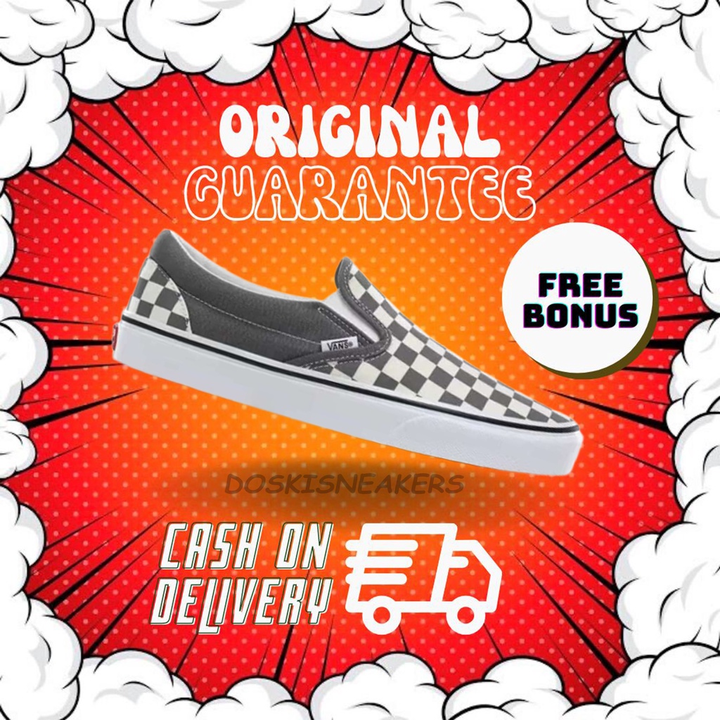 Jual Vans Slip On Classic Checkerboard Pewter True White ORIGINAL