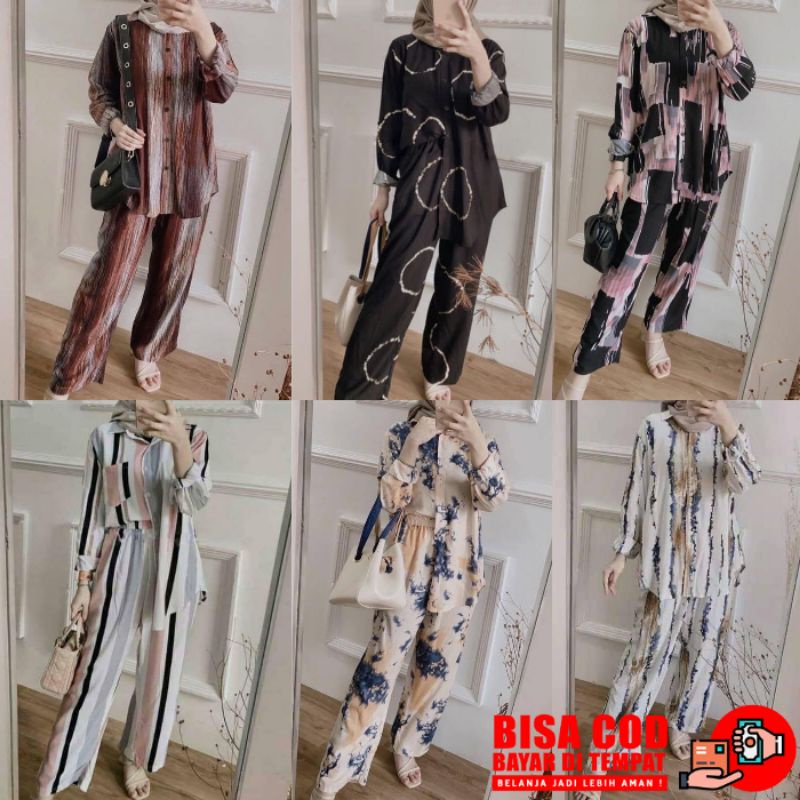 Jual PREMIUM DAILY SET PAJAMAS ONE SET SETELAN TIE DYE MOTIF BELLE SET