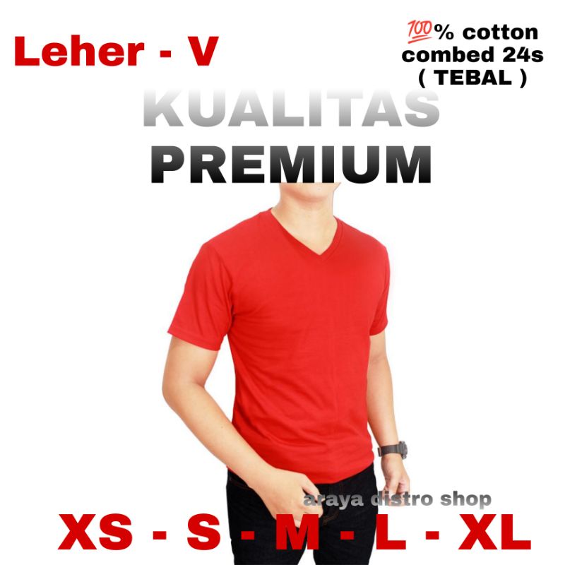 Jual ARAYA Kaos Polos Dewasa Cotton Combed 24 Leher V Pendek Shopee