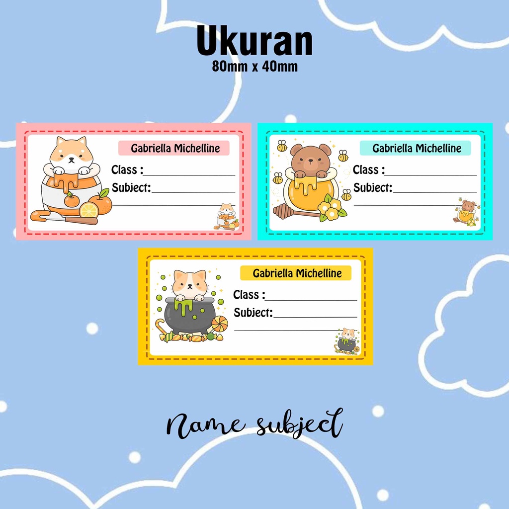 Jual Sticker Buku Pelajaran Custom Pakai Nama Custom Book Name