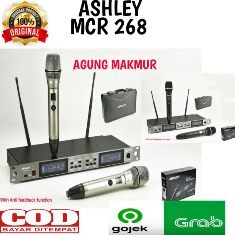 Jual Mic Wireless Ashley MCR268 MCR 268 With Anti Feedback Free