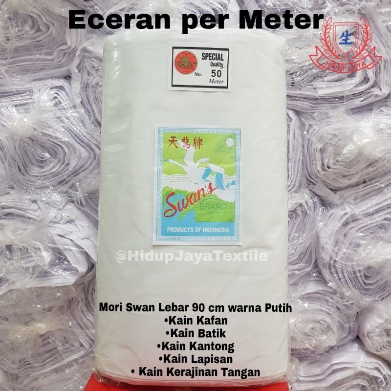 Jual Kain Mori Kaci Kafan Kafhan Batik Murah Swan Putih Eceran Meteran