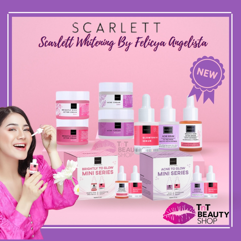 Scarlett Whitening Brightly Ever After Serum Cream Day Night Scarlet