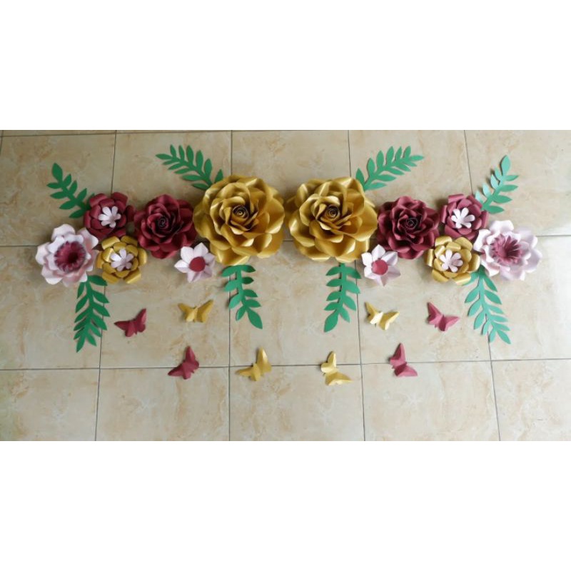 Jual Ready Fatkha Paper Flower Backdrop Lamaran Dekorasi Tunangan