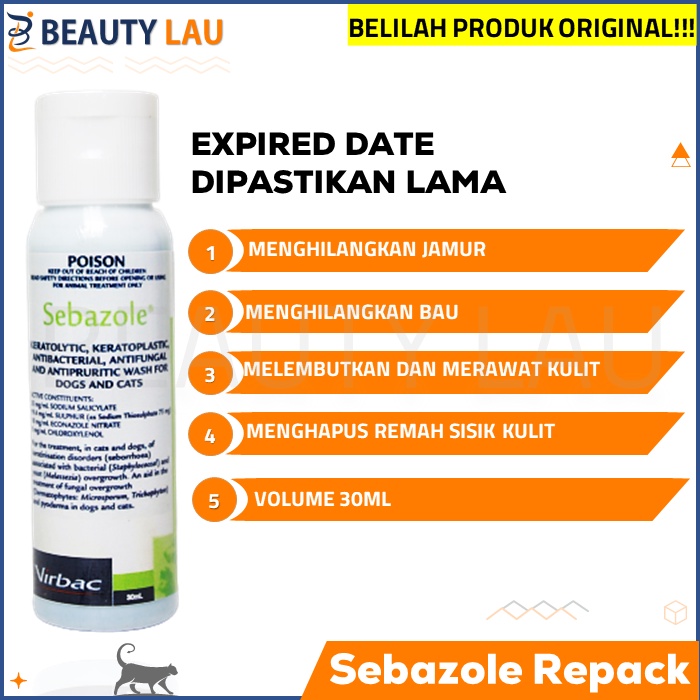 Jual VIRBAC SEBAZOLE SHAMPOO JAMUR KUCING REPACK 30ML SHAMPO SAMPO