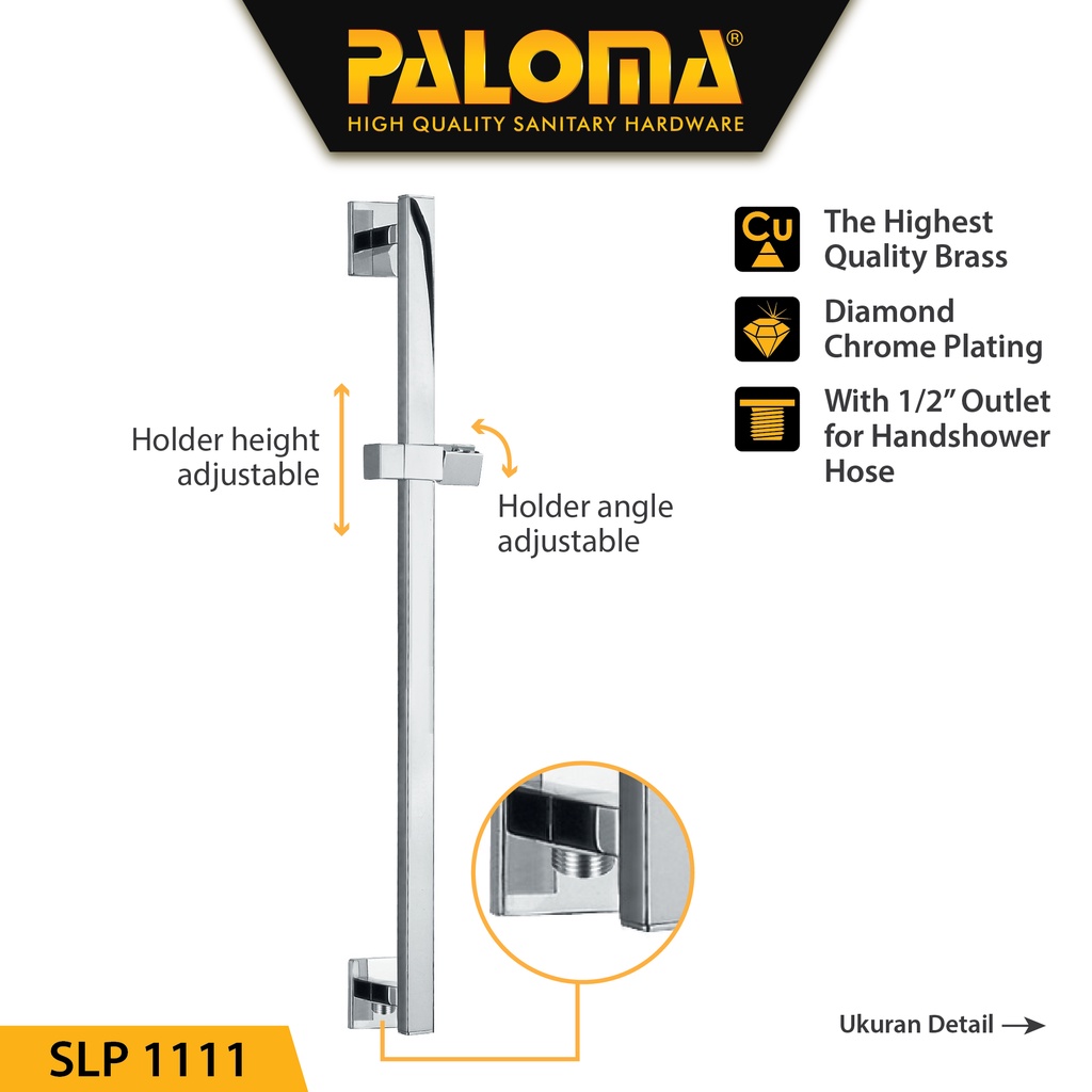 Jual Paloma Slp Holder Shower Slide Rail Tiang Dudukan Hand