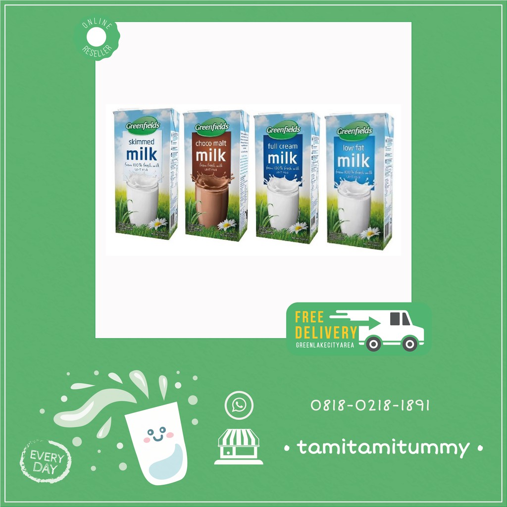 Susu Greenfields UHT 1L Per Karton Isi 12pcs Full Cream Chocomalt