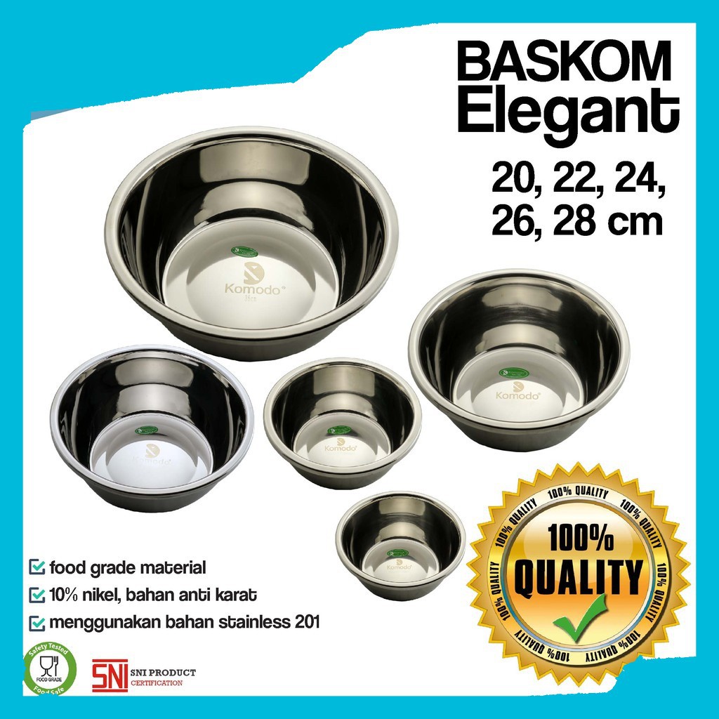 Jual Komodo Baskom Elegant Stainless Steel Ukuran 20 22 24 26