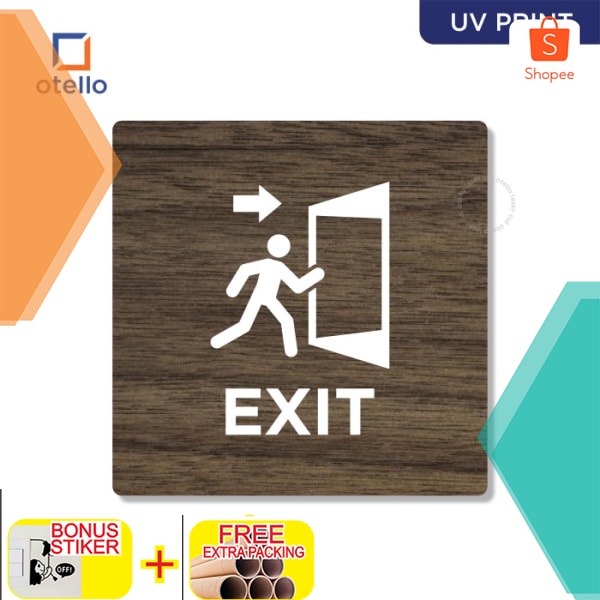 Jual Promo Signage Exit Sign Board Keluar Papan Wooden Label Tulisan