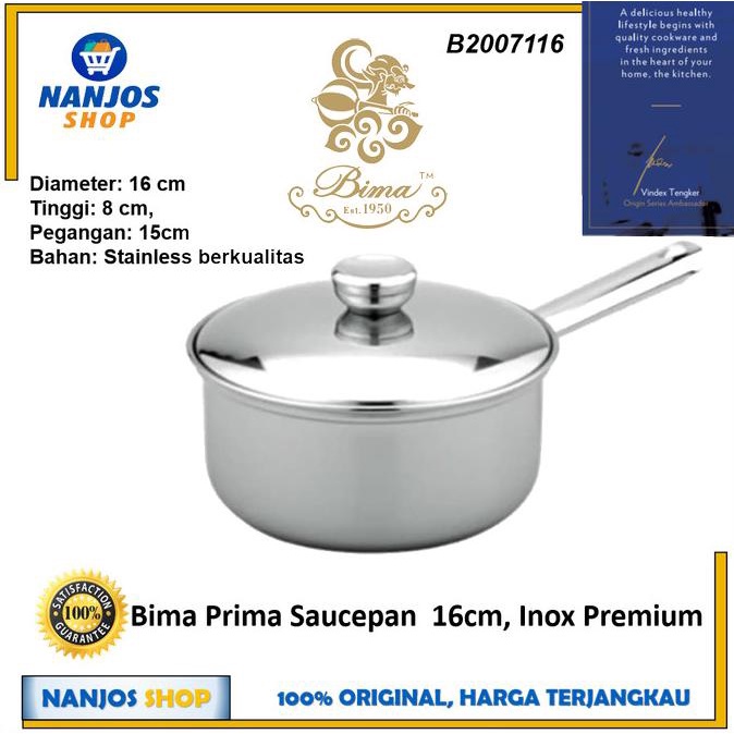 Jual Bima Panci Saus Prima Saucepan Saucepot Inox Premium Cm B