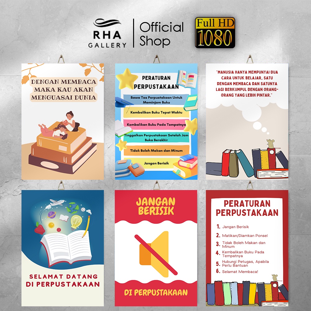 Jual Hiasan Dinding Sekolah Peraturan Perpustakaan Eestetik Dekorasi