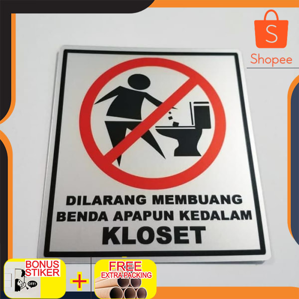 Jual Dilarang Membuang Benda Ke Kloset Sign Label Elegan Shopee Indonesia