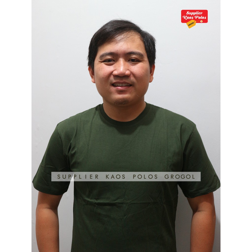 Jual Kaos Polos Lengan Pendek Cotton Combed 30s HIJAU TNI ARMY Uk S