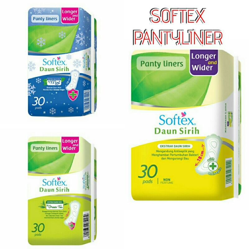 Jual SOFTEX Pantyliner Daun Sirih Longer Wider 30s Daun Sirih Green Tea