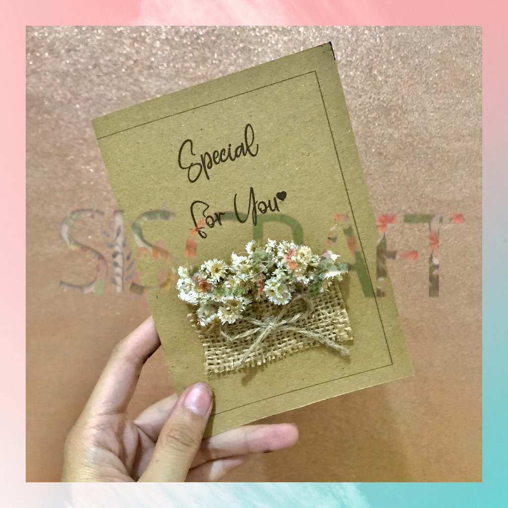 Jual Dried Flower Card Kartu Ucapan Bunga Kering Kartu Ucapan