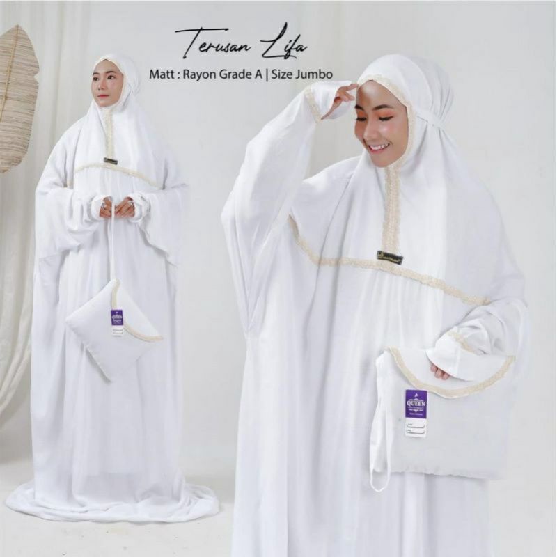 Jual Mukena Terusan Polos Katun Rayon Travelling Mukena Siti Khadijah