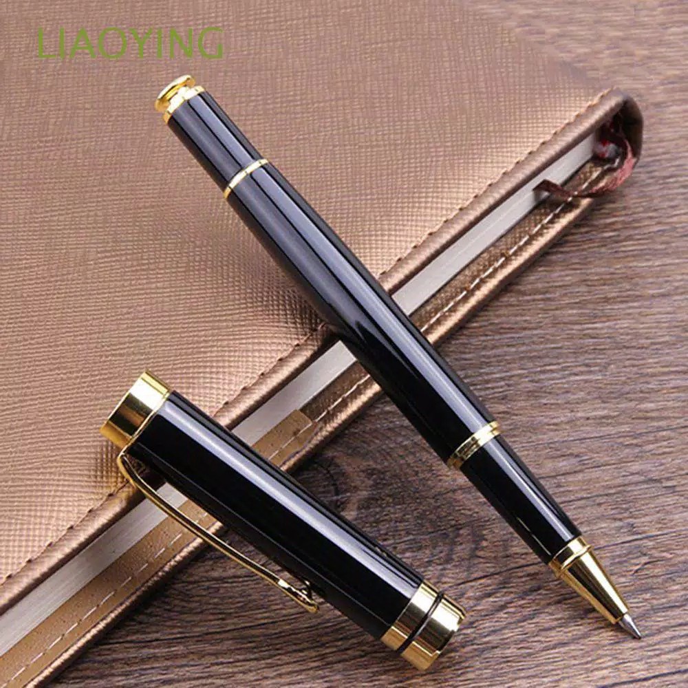 Jual Pulpen Luxury Premium Black Gold Metal Roller Ball Pen Shopee