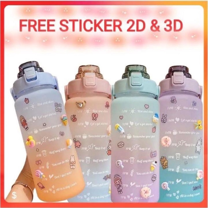 Jual BOTOL VIRAL KOREA 2LITER FREE STIKER 3D 2D Shopee Indonesia