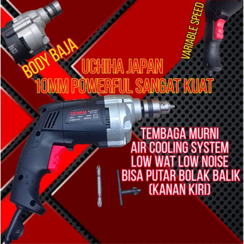 Jual Bor Listrik 10mm Tipe 6205 Body Baja Heavy Duty Uchiha Japan