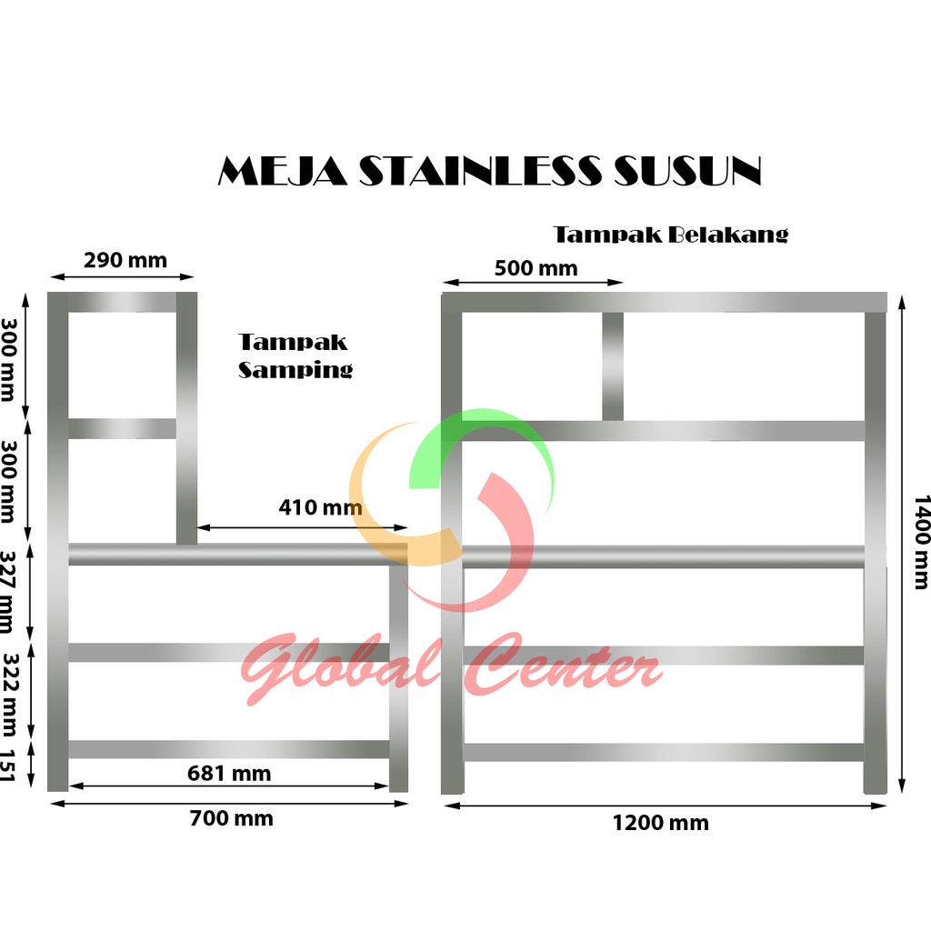 Jual Meja Dapur Susun Stainless Mr Dapur Mst Original Shopee