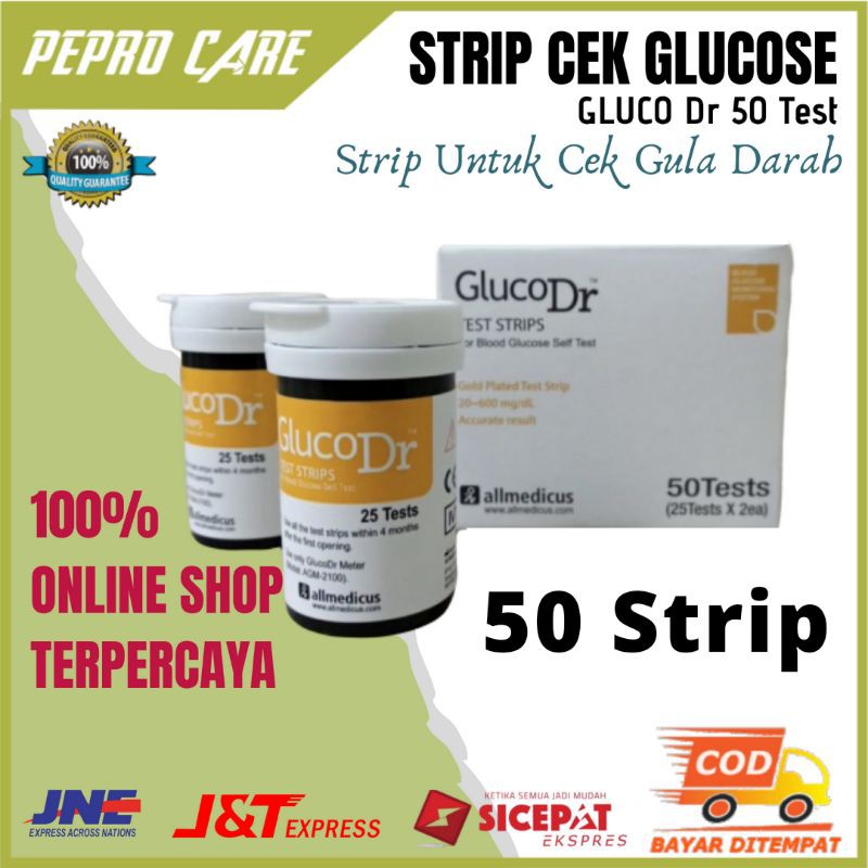 Jual STRIP CEK GULA DARAH GLUCO DR STRIPS STIK UKUR KADAR GULA