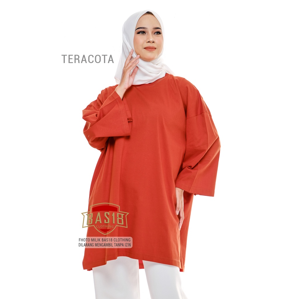 Jual Bas Basic Kaos Oversized Hijab Friendly Cotton Combed S