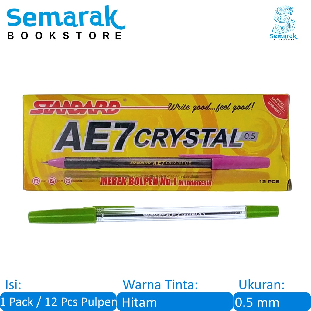 Jual Standard AE7 Crystal Pulpen Oil Gel Alfa Tip 0 5 Hitam 1 Pack