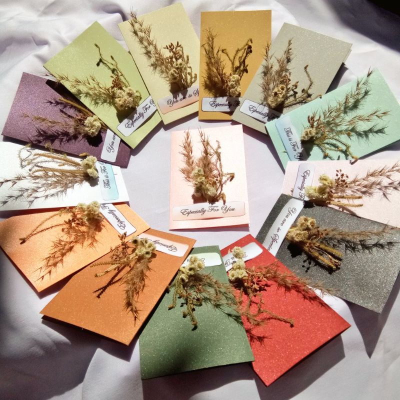 Jual Kartu Ucapan Bunga Kering Aesthetic Dried Flower Card TERMURAH