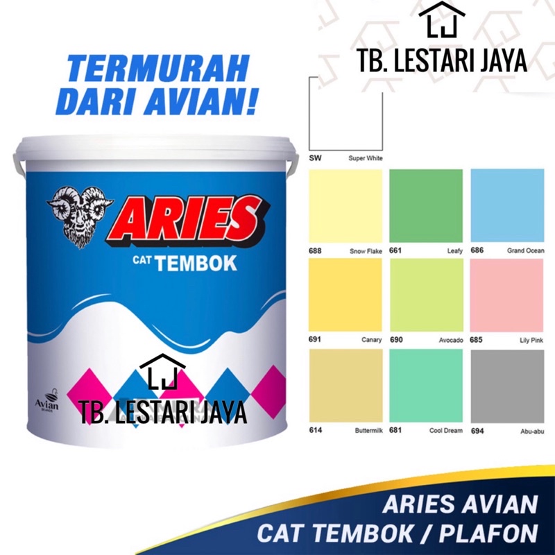 Jual READY ALL COLOR Cat Tembok Aries Avian 5 Kg Cat Tembok Murah