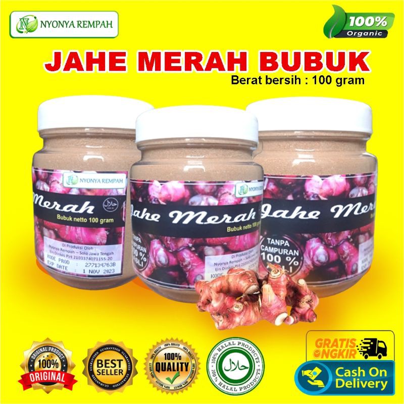 Jual Jahe Merah Bubuk Gram Murni Asli Tanpa Campuran Grade A Produk