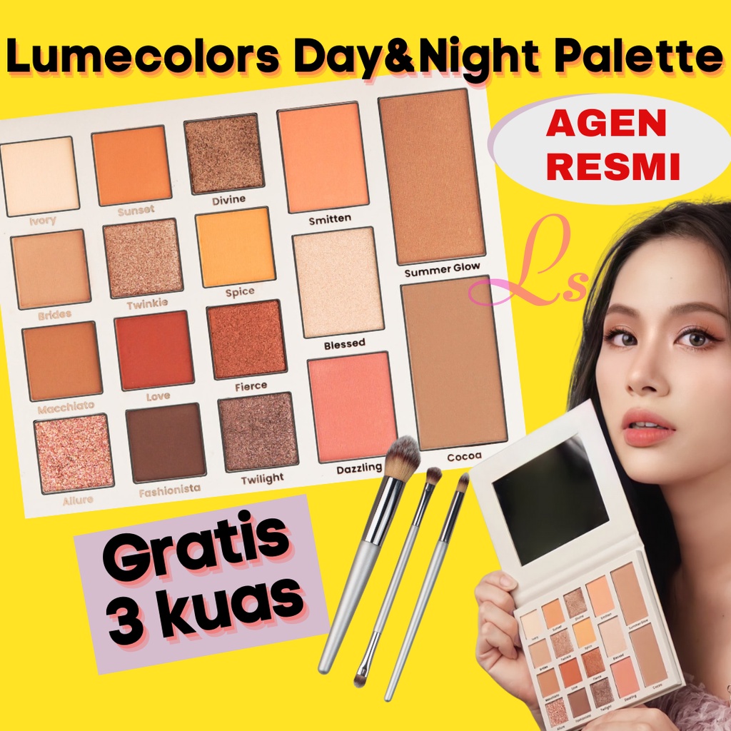 Jual Lumecolors Day Night Palette Eyeshadow Pallete Lengkap Glitter