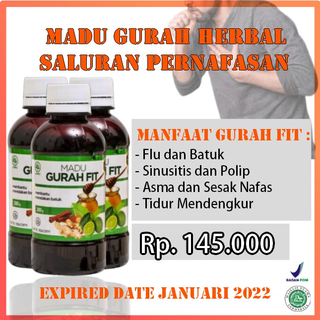 Jual Madu Gurah Fit Obat Herbal Asma Sinusitis Pilek Flu Pilek Dan