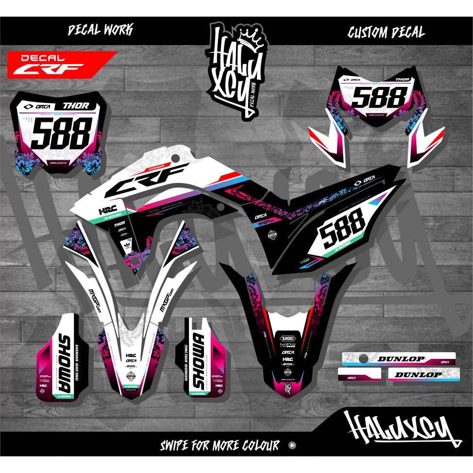 Jual DECAL CRF 150 L SUPER GLOSY FULL BODY MOTIF FLOWER DECAL HONDA