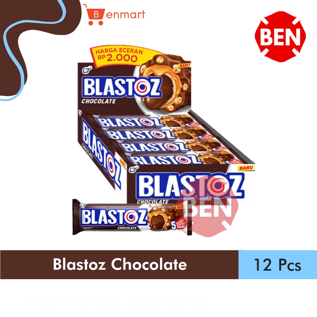 Jual Blastoz Chocolate 1 Pak Box 12 Pcs Wafer Roll Coklat Blasto