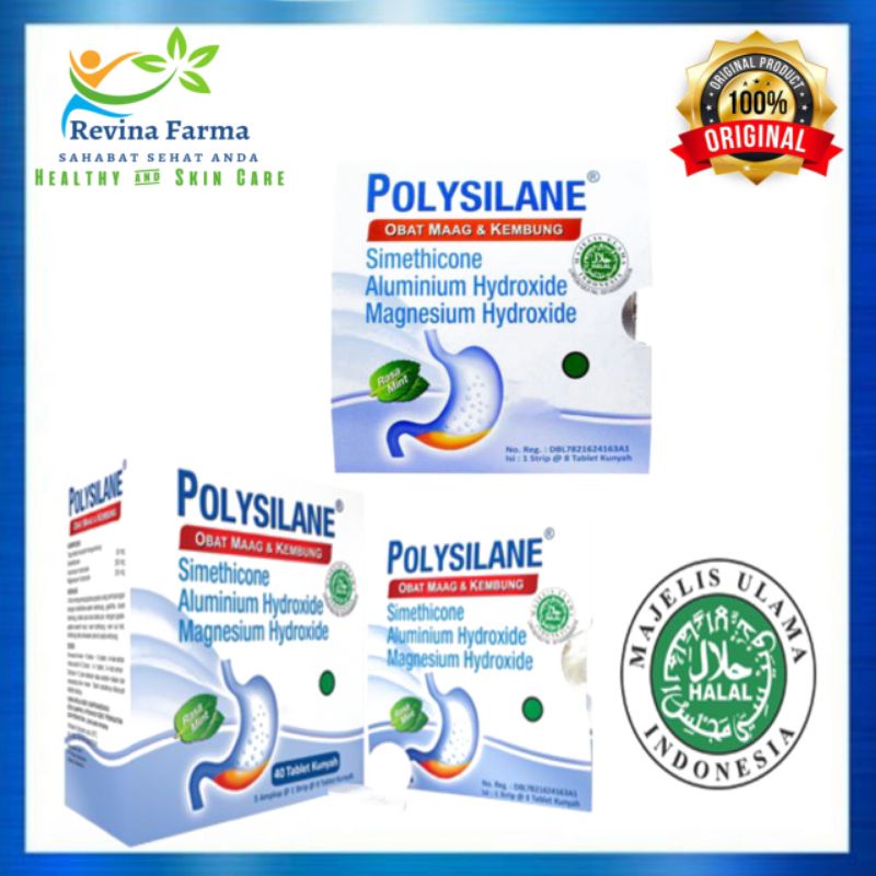 Jual Polysilane Tablet Kunyah 1 Strip Isi 8 Tablet Obat Magh Lambung