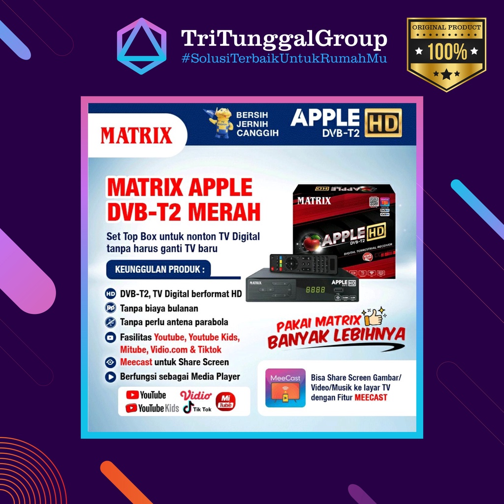 Jual Matrix Apple Merah Set Top Box Dvb T Penerima Siaran Digital