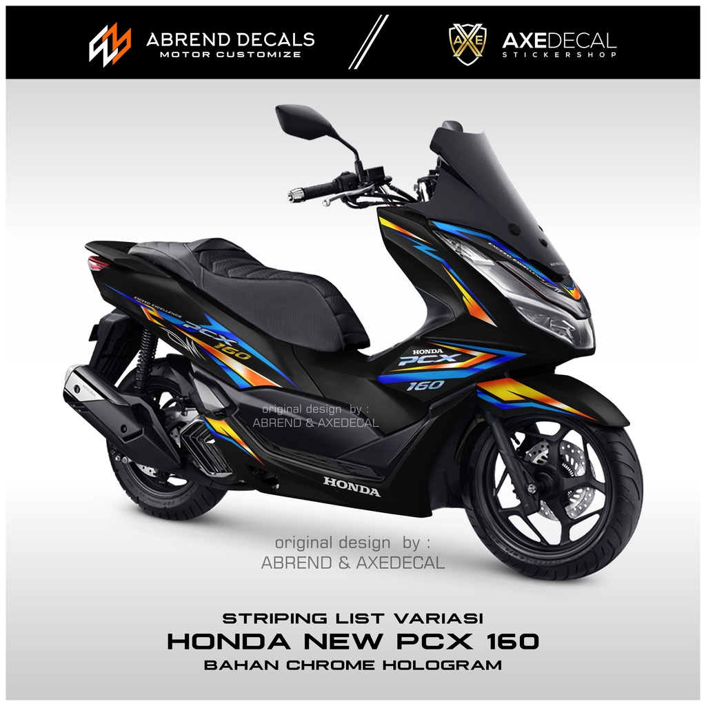 Jual STRIPING NEW PCX 160 GRAFIOS CUSTOM BAHAN CHROME HOLOGRAM STIKER