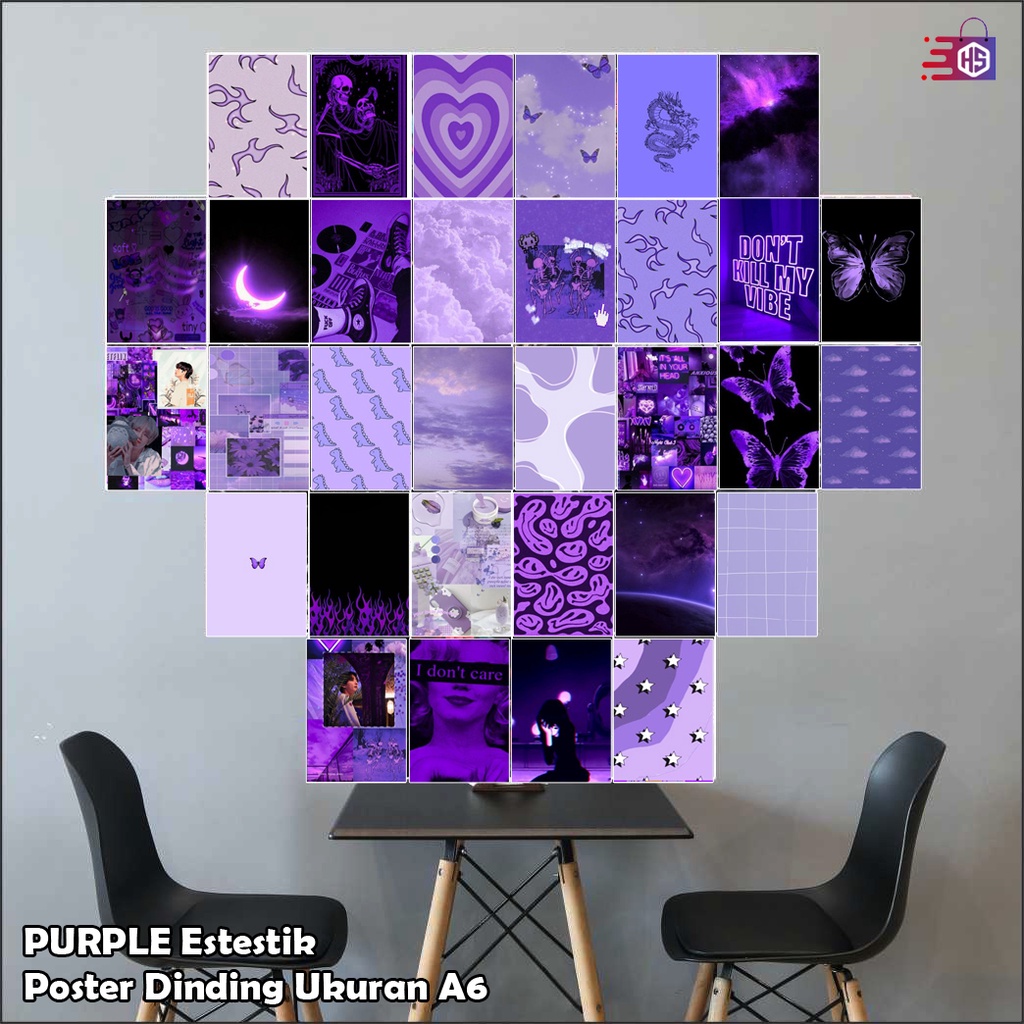 Jual Poster Dinding Kamar Purple Aesthetic Ukuran A6 Foto Aesthetic