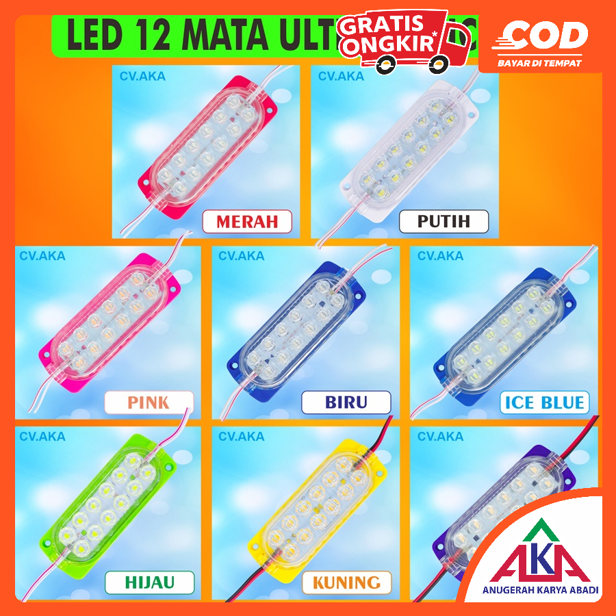 Jual BARU Lampu LED Ultrasonic 12 Mata 24V Waterproof Modul LED 12