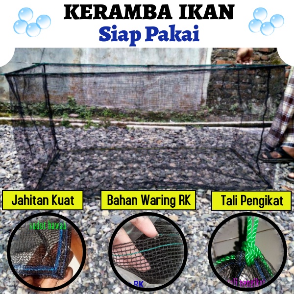 Jual Keramba Ikan Hapa Jaring Apung Bahan Waring Ukuran 2m X 2m X 1m