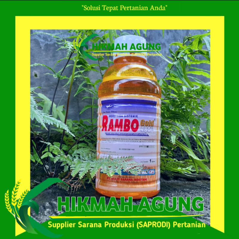 Jual RAMBO GOLD 480SL 1 LITER HERBISIDA GLIFOSAT PEMBASMI RUMPUT