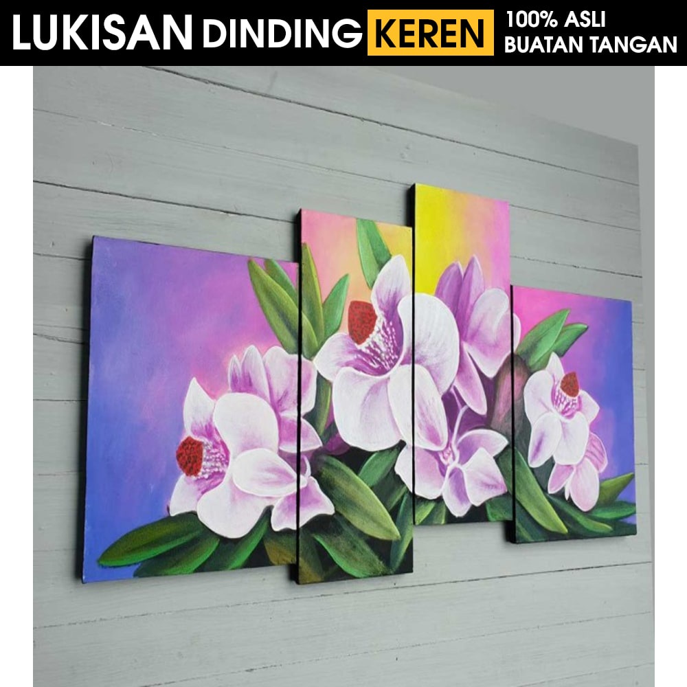 Jual LUKISAN PEMANDANGAN BUNGA MINIMALIS LUKISAN DINDING RUANG TAMU