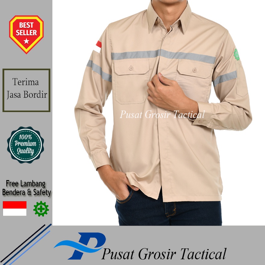 Jual Baju Kemeja Pria Lapangan Safety Pdl Proyek Kemeja Lengan Panjang